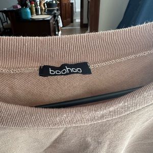 BOOHOO nude cropped long sleeve tee